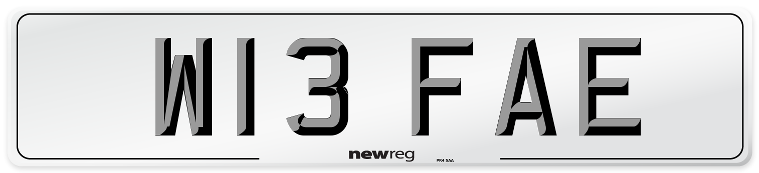 W13 FAE Number Plate from New Reg